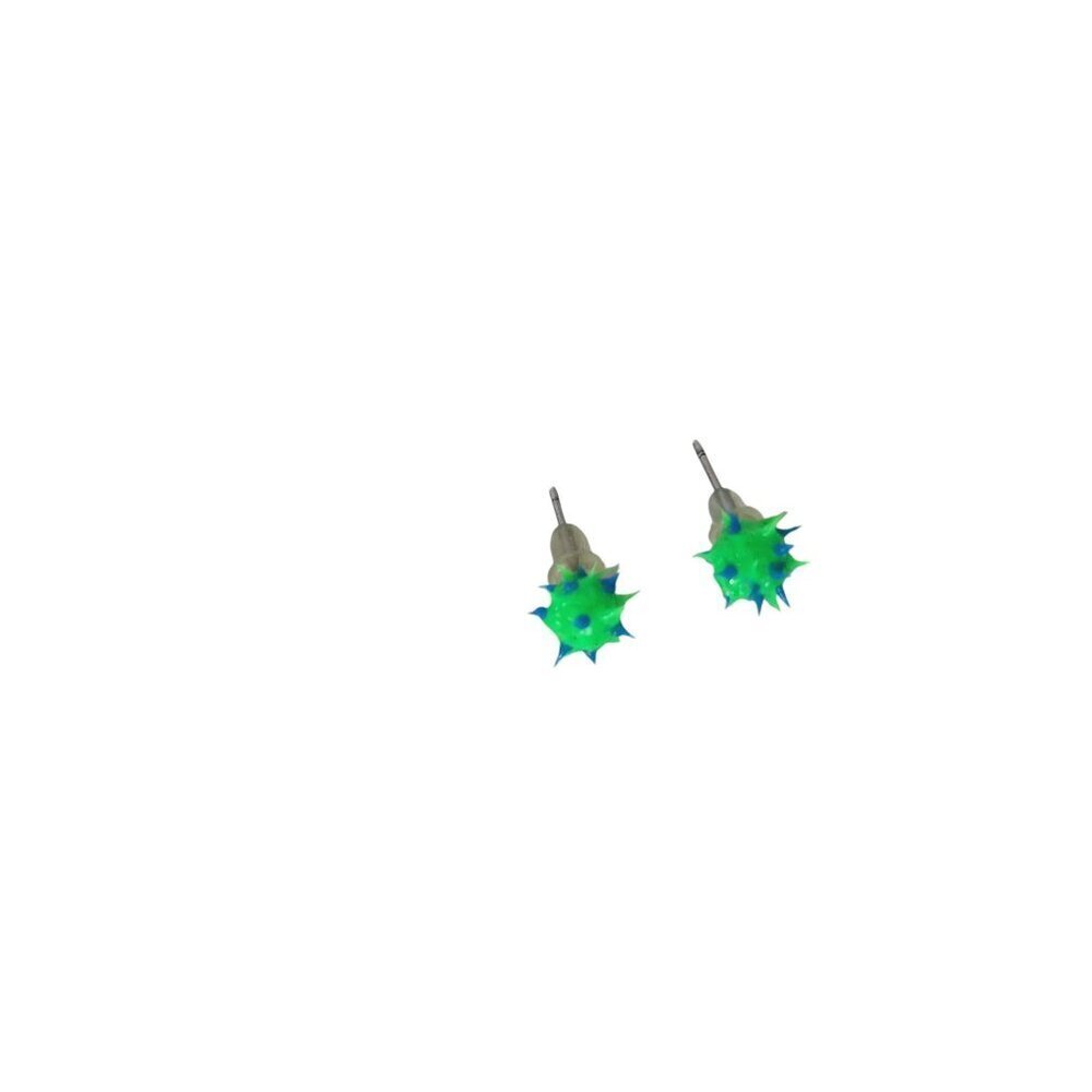 Vintage Blue Green Spikey Ball Stud Earrings Y2K